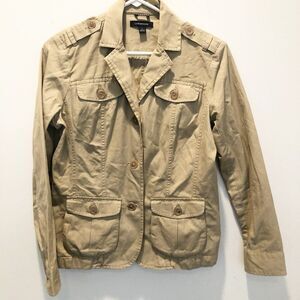 Lands' End Khaki Cotton Utility Jacket Size 6